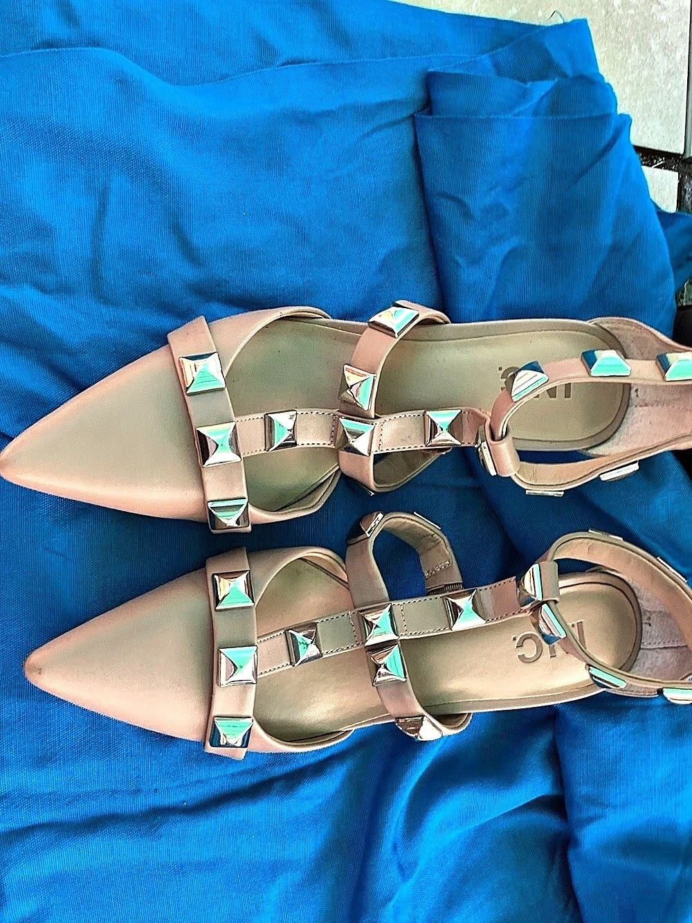 INC International Concepts Studded Pointed-Toe Heels in Pink